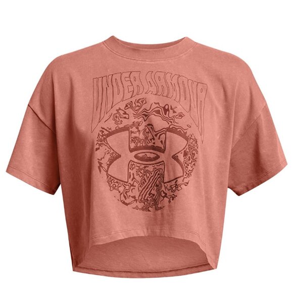 Under Armour โข Dusk to Dawn Heavyweight Crop Tee โข XS โข Canyon Pink/Cinna Red - Picture 4 of 8